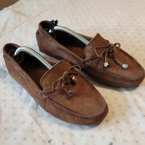 BLACK By Saks Fifth Avenue Tan Leather Driving Loafers Size 7.5 B